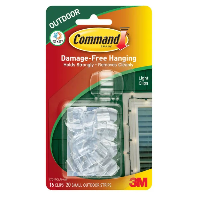 3M Scotch Command Cord Clips & Bundlers: Small Outdoor Light Clips (Clear)