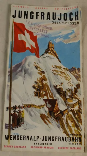 A21/ Farbige Panorama Klappkarte vom Jungfraujoch/Schweiz - wohl 1950/60er J /30