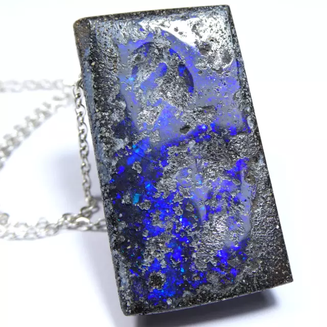 Amazing 34.46 CT Australian Black Boulder Opal Pendant Necklace VIDEO Jewellery