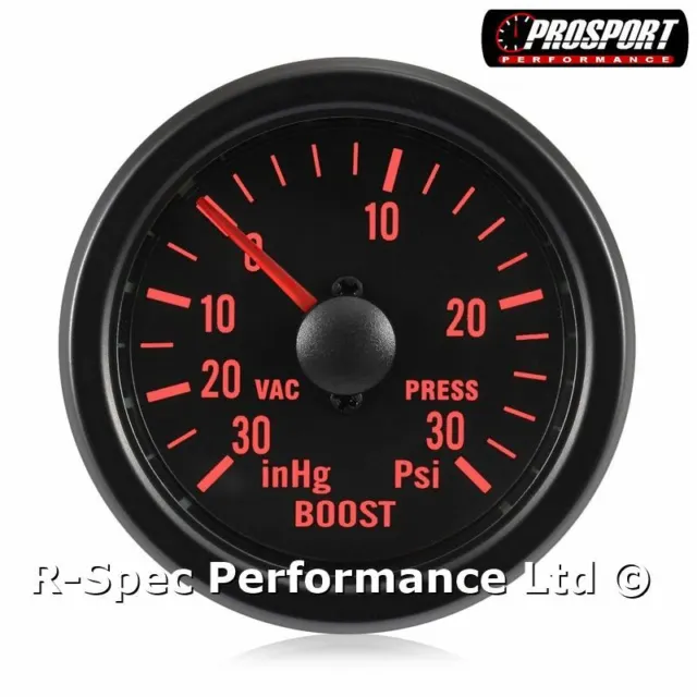 52mm Red Traditional Black Face Turbo Boost Pressure Gauge Kit - PSI