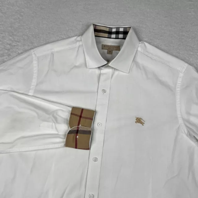 Burberry Brit Shirt Mens Medium White Nova Flip Cuff Dress Shirt Long Sleeve