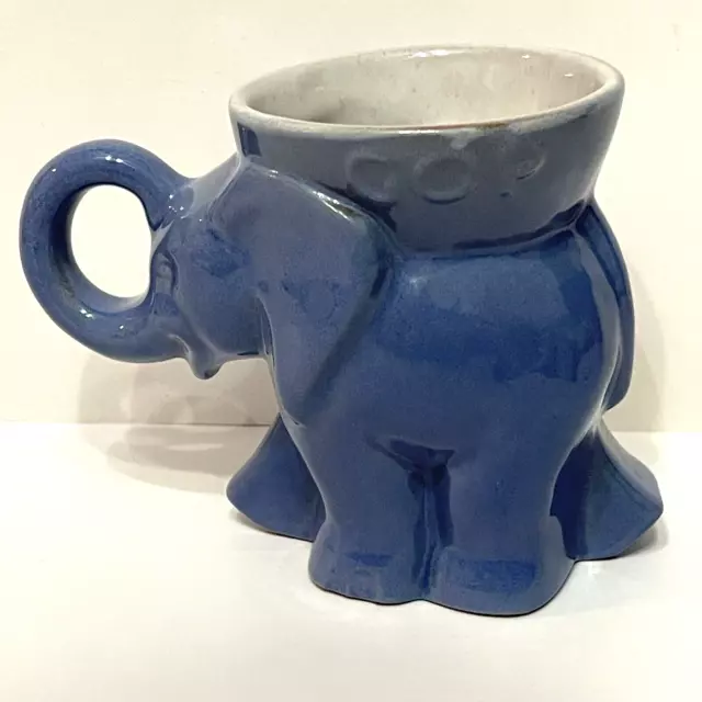 Frankoma Pottery Political Mug / Cup Blue GOP Elephant 1970 - READ DESCRIPTION 3