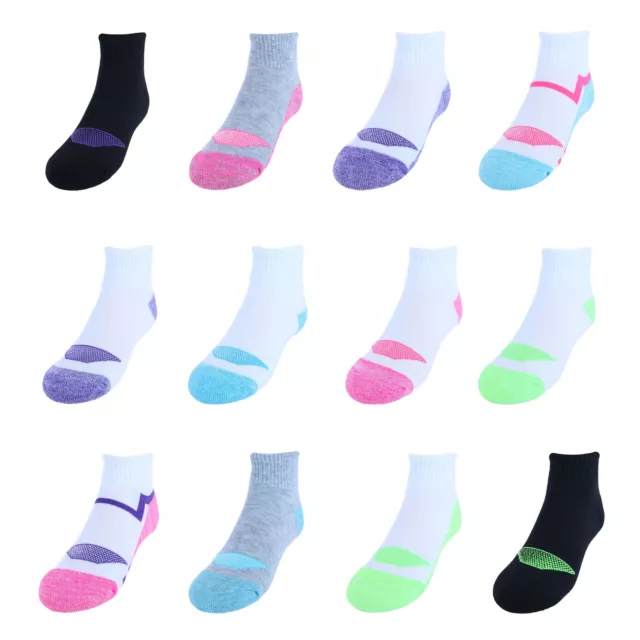 New Hanes Girl's Soft & Breathable Ankle Socks (12 Pack)