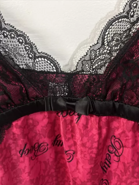 Betty Boop - Ladies Sleep Top - Size 14 - VGC - Lightweight - Pink & Black 3