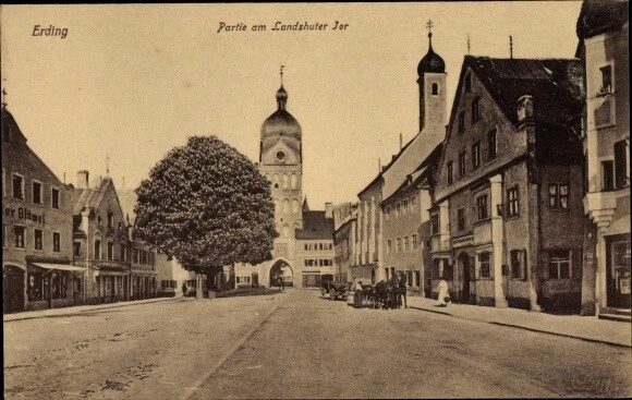 Ak Erding in Oberbayern, Partie am Landshuter Tor - 10568557