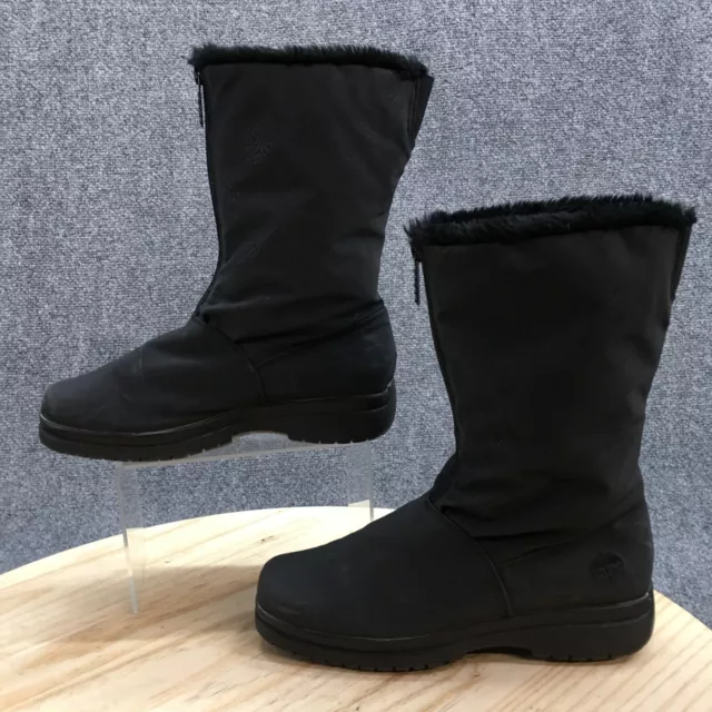 Totes Boots Womens 8 M Seneca Front Zip Shearling Winter Snow Boot Black Fabric 2