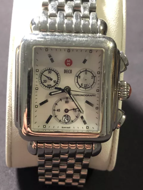 Michele The Deco Women’s Swiss Luxury Watch Chronograph Wristwatch New Battery