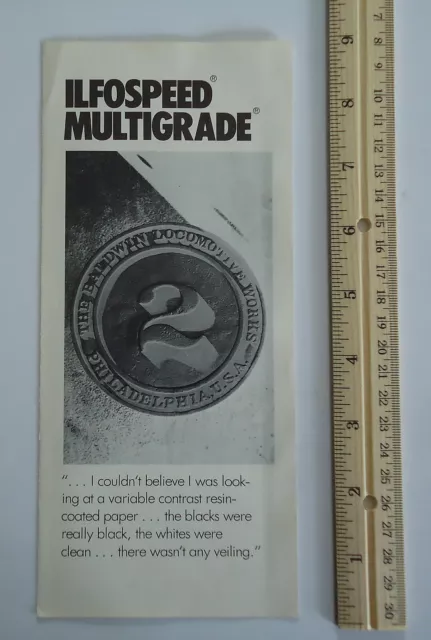 Ilfospeed Multigrade Paper Developer Fixer Folder 1977 Ilford Co. Advertising