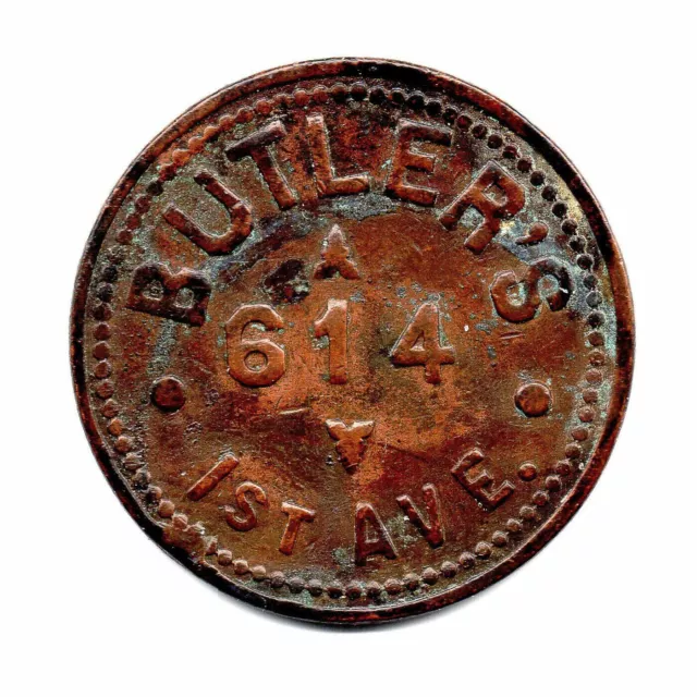 Butler’s • Good For 5¢ In Trade • Saloon • 614 1St Ave • Seattle, Wa • Tc-33316
