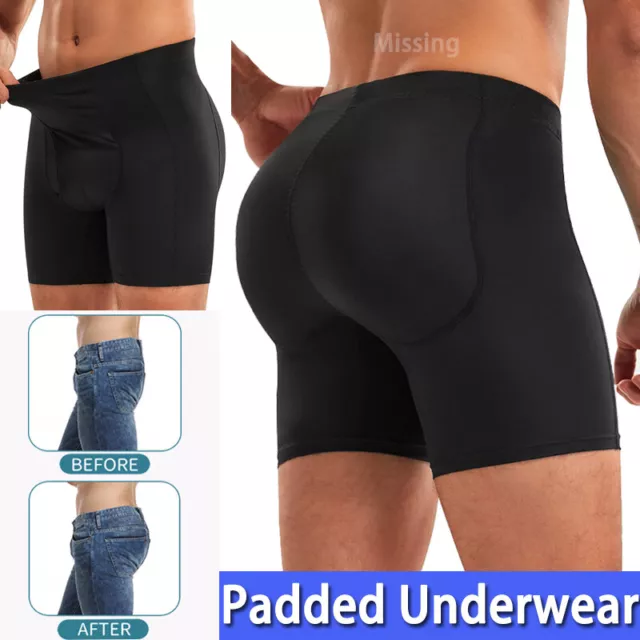 Mens Padded Butt Lifter Boxer Briefs Shorts Body Shaper Panty Enhancer  Underwear