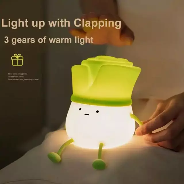 Leek Baby Night Light Dimming Timer USB Charging Children's Night Lamp Xmas G α)