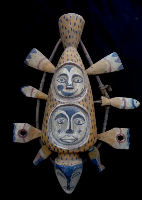 Tribal Art fine Inuit  mask wood  62 cm