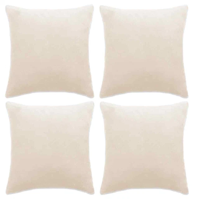 Cushion Covers 4 pcs Velour 40x40 cm Off White