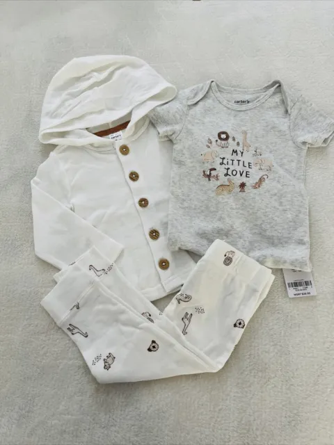 New Carter's Baby Boys Infant 3-Pc Bodysuit Pants Cardigan Set Outfit 12 Months