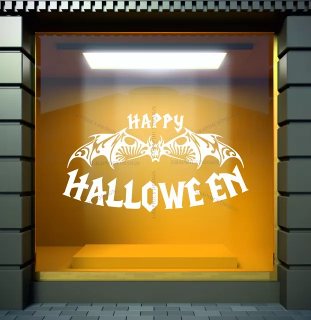 Happy Halloween Murciélago Arte Hogar Tienda Ventana Decoración Vinilo Adhesivo