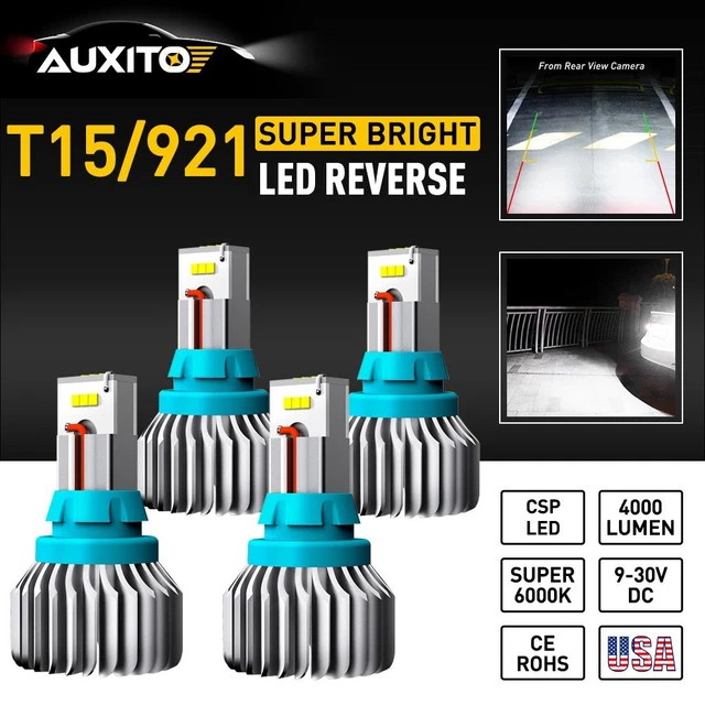 4X AUXITO 921 912 T15 W16W LED 6000K White Bulbs CANBUS Backup Reverse Light