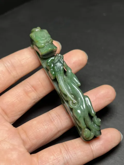 Chinese Exquisite Handmade Dragon carving Jadeite Jade Statue
