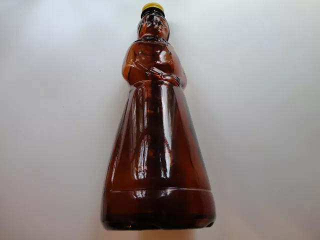 Vintage Mrs. Butterworth’s Syrup Amber Brown Glass Bottle 10" 24 oz. w/Metal Cap