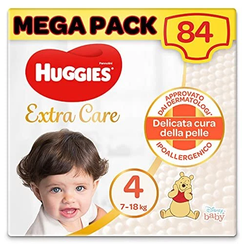 Huggies Extra Care Windeln, Größe 4 (7-18 kg), Packung mit 84 Stück N