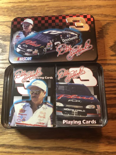 New Dale Earnhardt Nascar #3 Playing Cards, 2 Pack (Sealed) In Embossed Tin Case