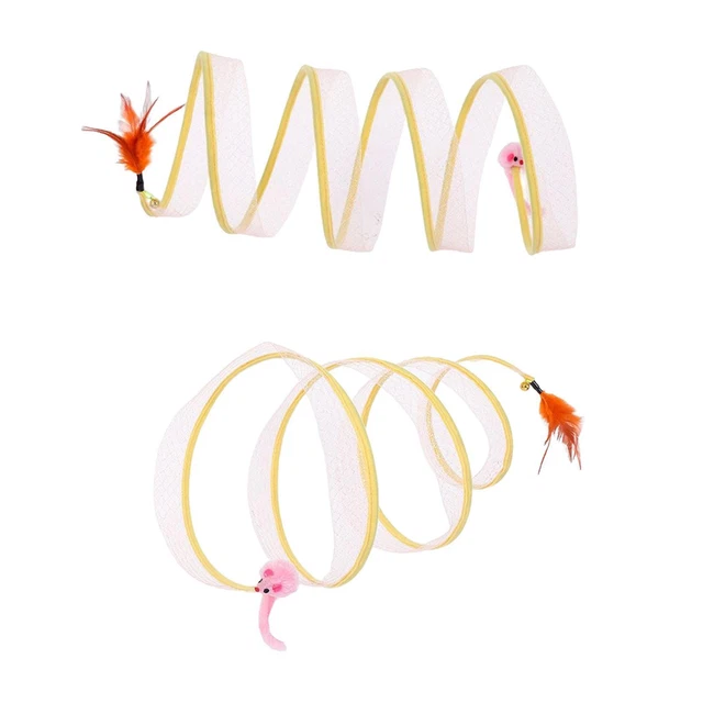 Tunnel de chat jouet pliable pour animal de compagnie avec cloche en plumes pour