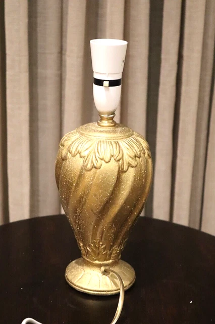Pottery Table Lamp, Gold Coloured 12" Tall