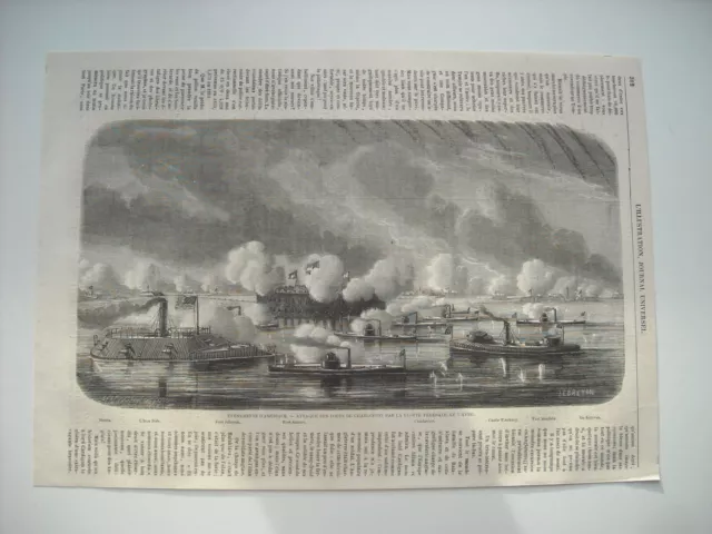 Engraving 18Events Of America. Attack On Charleston Forts By Fede Fleet