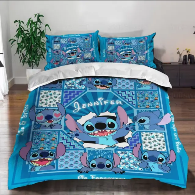 Lilo And Stitch 3D Quilt Bedding Set Halloween Gift Best Price Christmas Gift