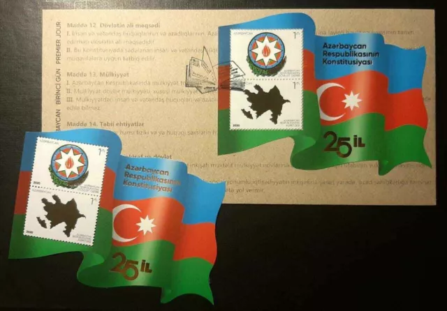 Azerbaijan 2020 * 25 years of Constitution * Flag * Map * Set of FDC+Block * MNH