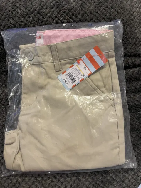 Cat Jack School Uniform Pants Girls 10 Plus Khaki Beige Stretch Adjust NWT