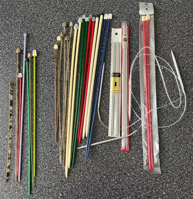 BULK LOT KNITTING NEEDLES vintage circular button top Tortoiseshell double ended