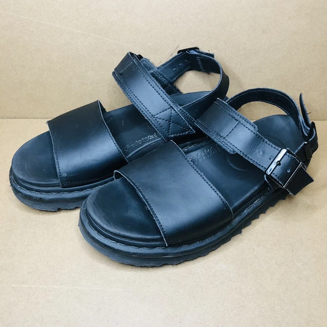 LADIES DR MARTENS VOSS Black Leather Strapped Sandals Size UK 7