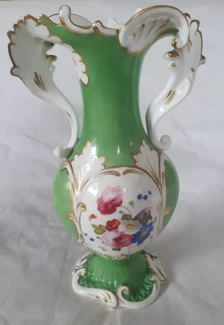 English Twin Handled Rococo Rockingham Style Vase, Circa Early- Mid 19Th Century