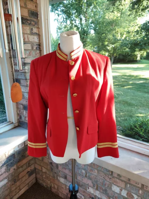 Red Vintage Military Jacket M Band Jacket Michael Jackson Style Gold Trim WOW