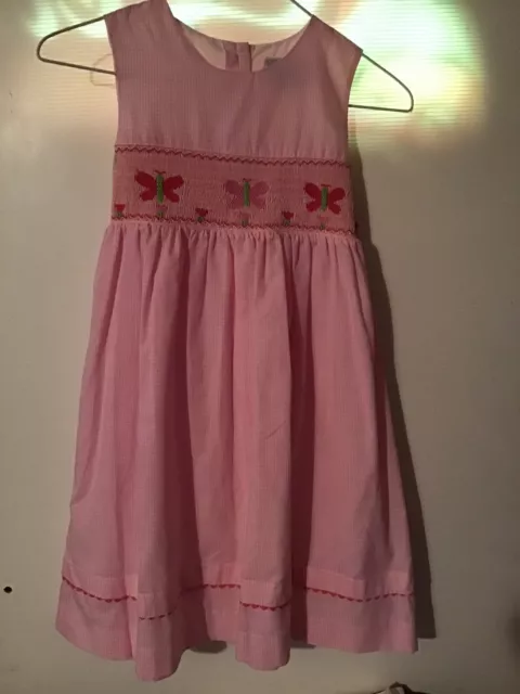 Girls Rare Editions Size 6X Smocked Dress Butterflies & Tulips