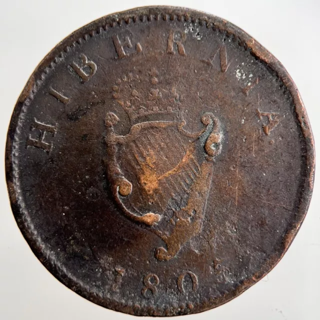 1805 Hibernia George III 3rd Irish Half-Penny Coin | Collectable Grade | a2389