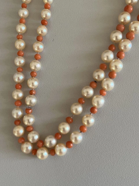 P1121– Collier Perles Akoya Et Corail
