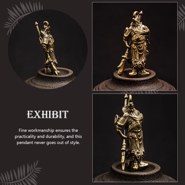 2 Pcs Bracelet Charms Antique Keyrings Car Keys Brass Keychain Prosperity Statue 8
