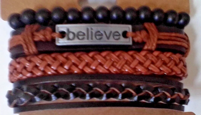 Pulsera 4 'n 1 ov de cuero y cuentas precio correcto.