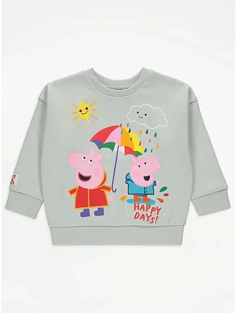 Bnwt Age 2-3, 3-4, 4-5, 5-6 Years Girls "George" Green Peppa Pig Sweatshirt Top