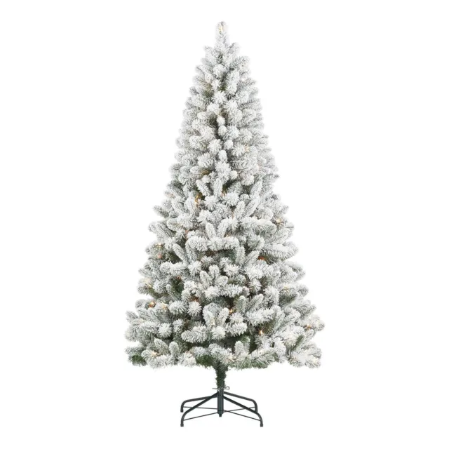 Holiday Time 6.5' Pre-lit Flocked Frisco Pine Christmas Tree, Green