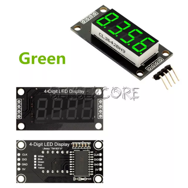 0.36" 7-Segment 4-Bit TM1637 Digital Tube LED Green Display Module For Arduino