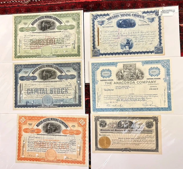 ANTIQUE BUTTE MONTANA Mining Share Certificates (6) 95.00 PicClick
