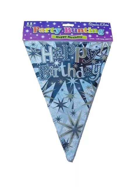 12ft Happy Birthday Black Gold Flag Banner Bunting Holographic Party Decoration