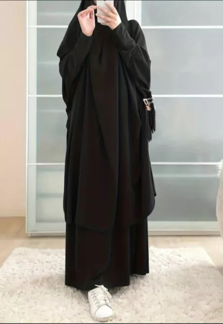 Ramadan Burqa Khimar  2 Piece Set Overhead Jibab For Muslim Women Prayer Dress