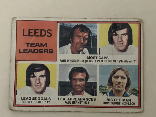 Topps Football Card 1977-78 LEEDS UNITED. Team Leaders.