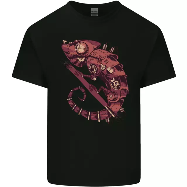 Steampunk Camaleon Iguana Reptiles Lagarto Algodón Hombre Camiseta