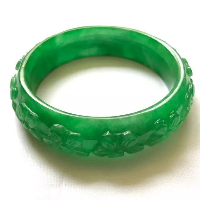 Vintage Natural Green Jadeite Jade Bangle Bracelet Id 58Mm