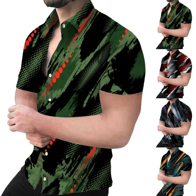 Chemise de fitness musclé imprimée homme à manches courtes robe de fête bout