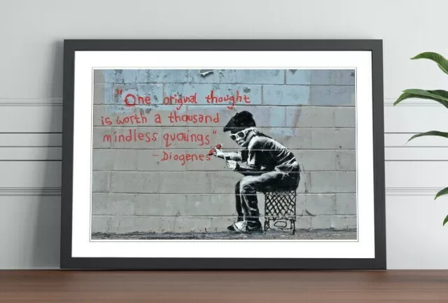 Banksy Original Thought Framed Art Poster Graffiti Picture Print Artwork 4 Sizes